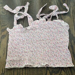 Katie J NYC Multicolor Floral Smocked Crop Top